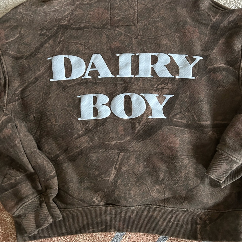 Dairy Boy Camo Hoodie
Size M 
Nothing wrong just don’t wear anymore